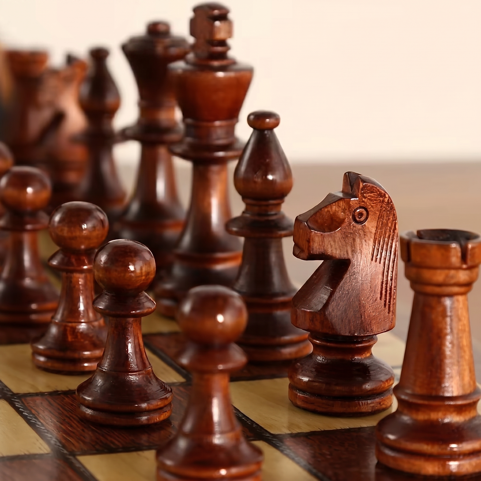 Faltbares magnetisches Schachspiel aus Walnussholz