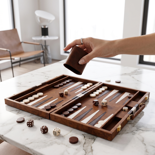 Backgammon Havana – brauner Kunstlederkoffer