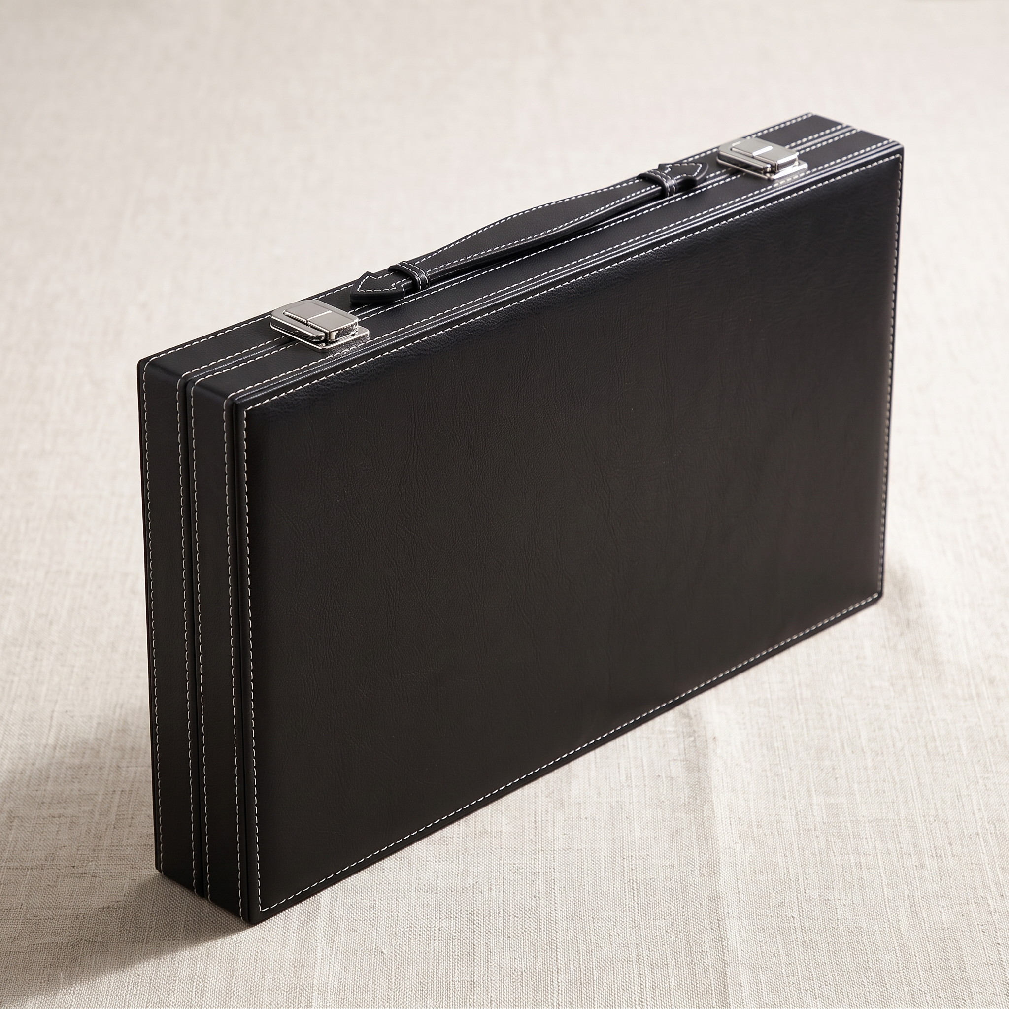 Backgammon Milano – schwarzer Kunstlederkoffer