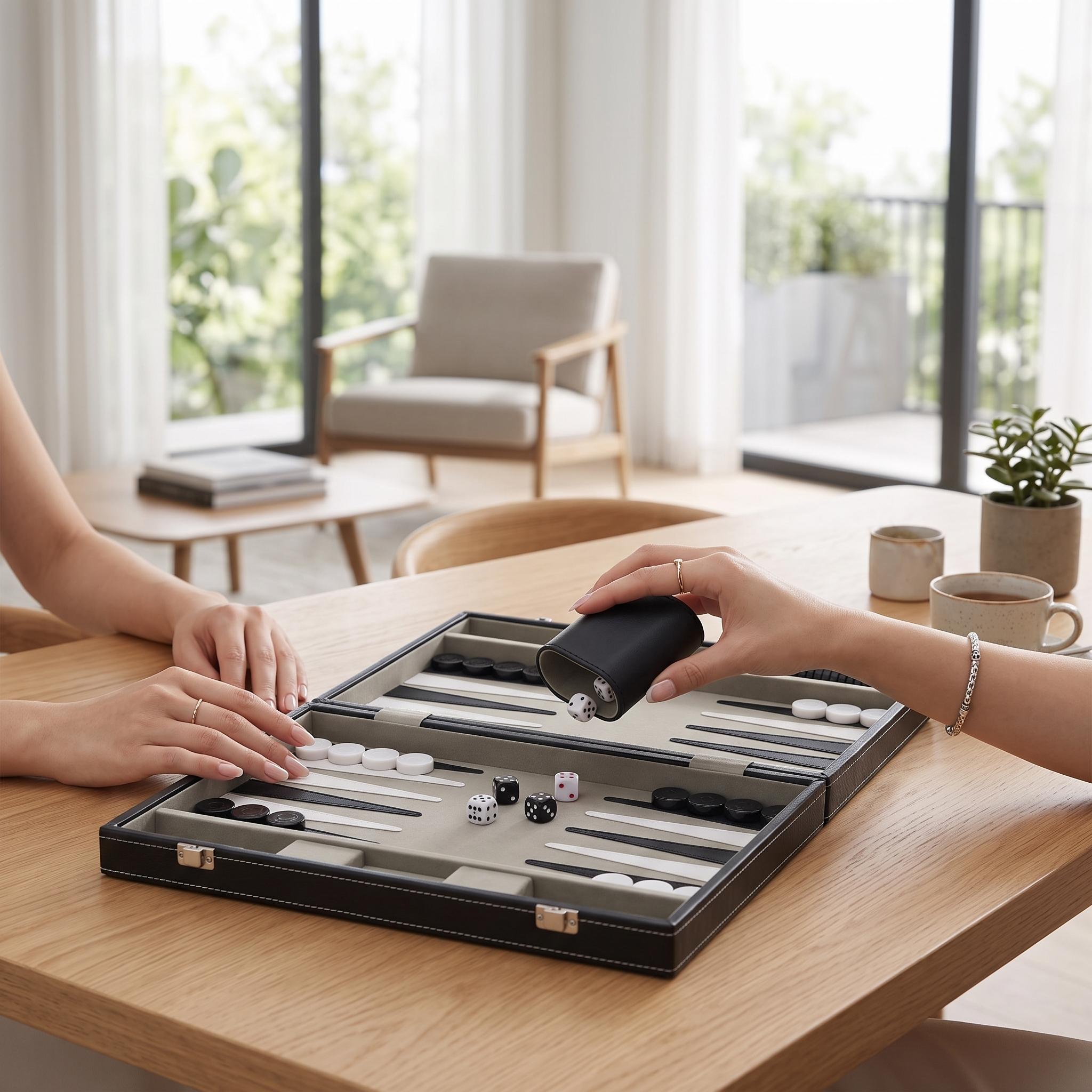 Backgammon Milano – schwarzer Kunstlederkoffer