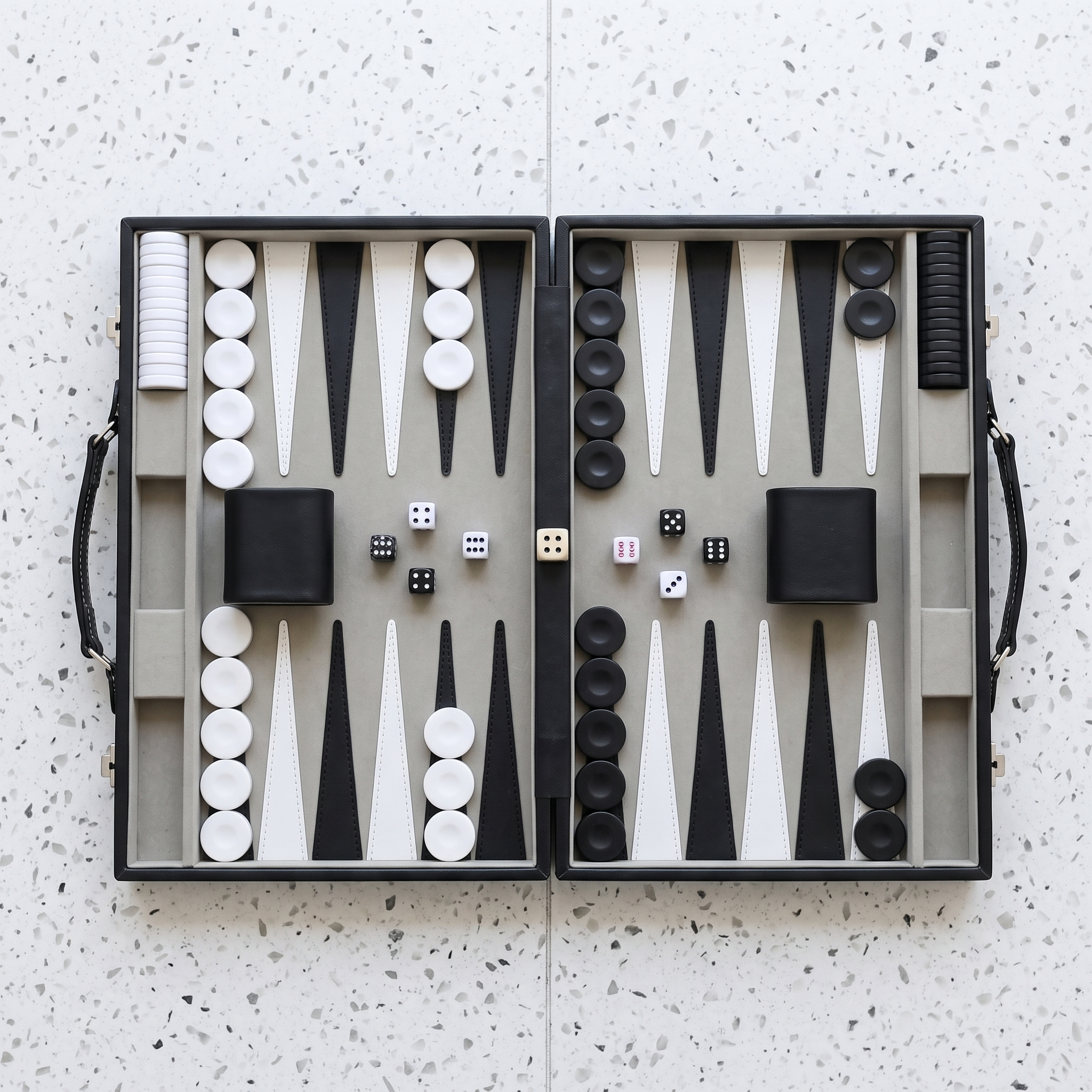 Backgammon Milano – schwarzer Kunstlederkoffer