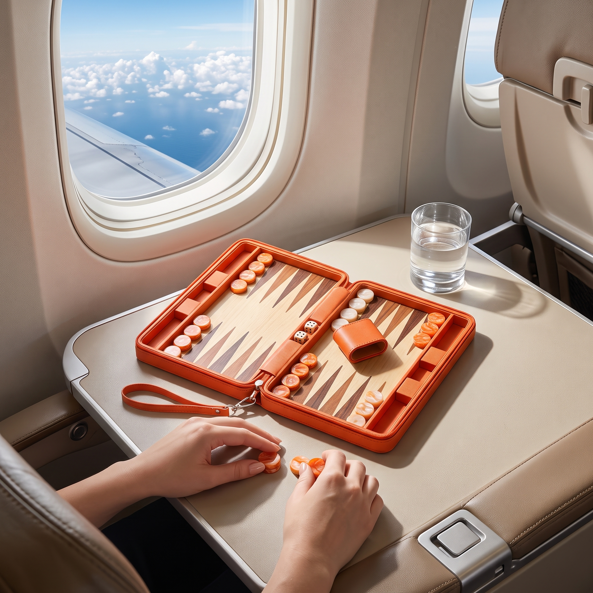 Backgammon Alanya – magnetisches Reise-Set aus Kunstleder