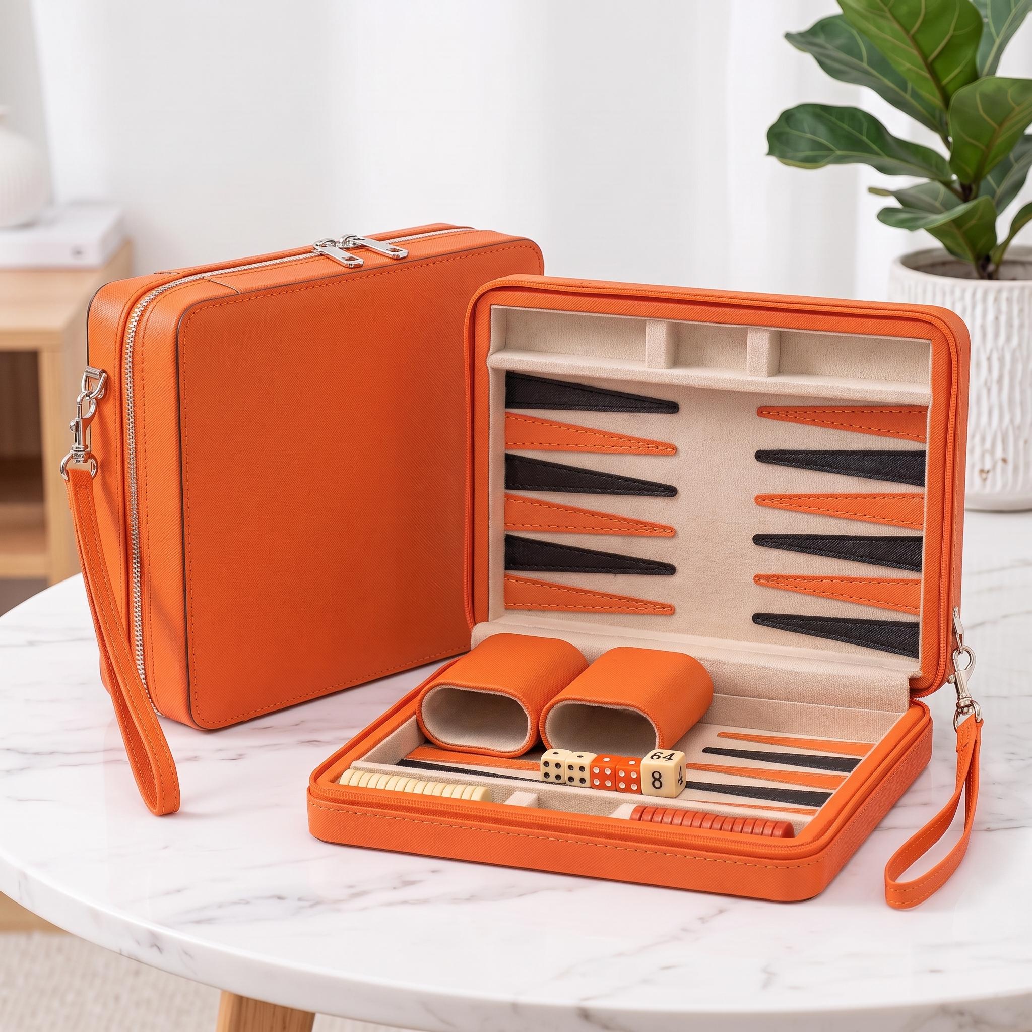 Backgammon Alanya – magnetisches Reise-Set aus Kunstleder