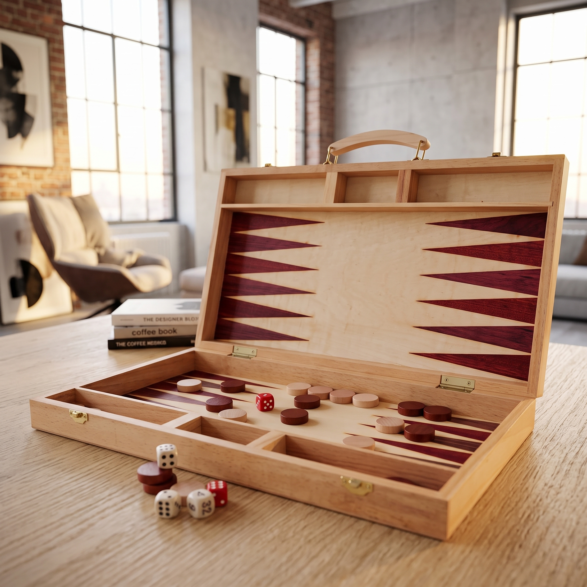 Backgammon Ankara – Koffer aus natürlichem Buchenholz